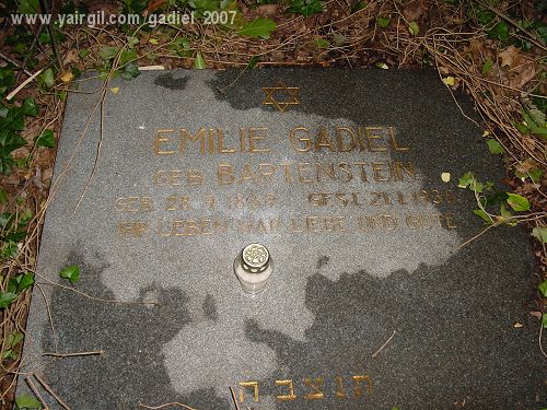 Gravestone of Emilie Gadiel, born Bartenstein, 1869 - 1938, in Wroclaw 2007